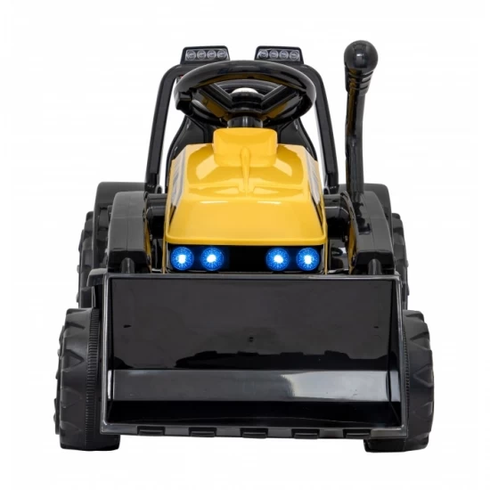 Buldozer electric cu cupa mobila ZP1001B, roti si scaun din plastic, 86x40x42 cm, putere 25W - Galben Buldozer electric cu cupa mobila ZP1001B, roti si scaun din plastic, 86x40x42 cm, putere 25W - Galben