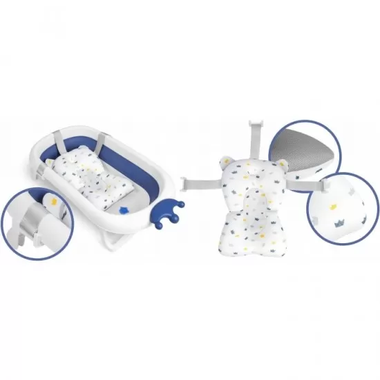 Cadita de baie cu dop de scurgere si pernita inclusa Ricokids RK-280 - Albastru Cadita de baie cu dop de scurgere si pernita inclusa Ricokids RK-280 - Albastru