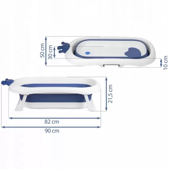 Cadita de baie cu dop de scurgere si pernita inclusa Ricokids RK-280 - Albastru Cadita de baie cu dop de scurgere si pernita inclusa Ricokids RK-280 - Albastru