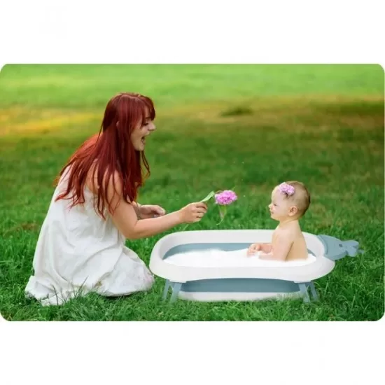Cadita de baie cu dop de scurgere si termometru Ricokids RK-282 - Albastru Cadita de baie cu dop de scurgere si termometru Ricokids RK-282 - Albastru