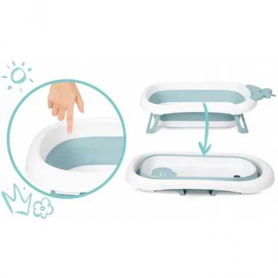 Cadita de baie cu dop de scurgere si termometru Ricokids RK-282 - Albastru Cadita de baie cu dop de scurgere si termometru Ricokids RK-282 - Albastru