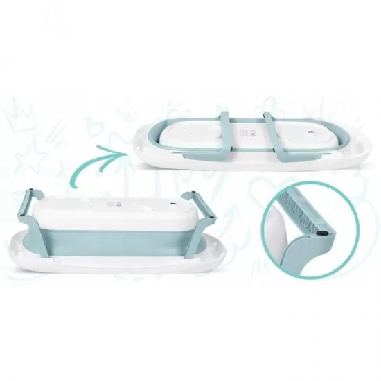 Cadita de baie cu dop de scurgere si termometru Ricokids RK-282 - Albastru Cadita de baie cu dop de scurgere si termometru Ricokids RK-282 - Albastru