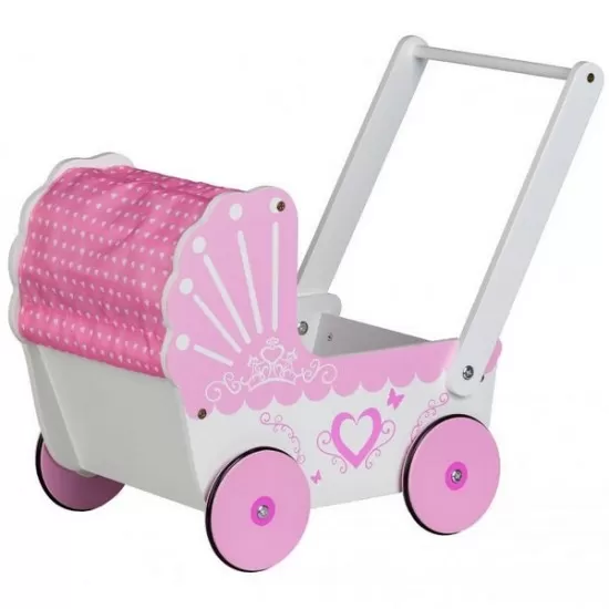 Carucior de papusi din lemn TT003 Ecotoys - Roz Carucior de papusi din lemn TT003 Ecotoys - Roz