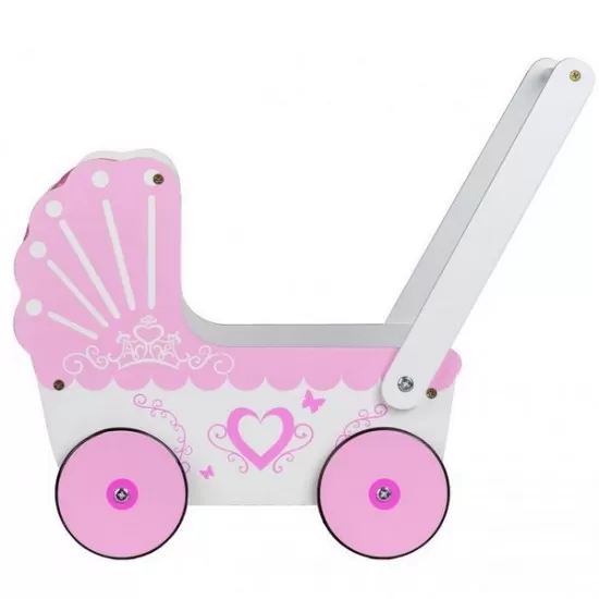 Carucior de papusi din lemn TT003 Ecotoys - Roz Carucior de papusi din lemn TT003 Ecotoys - Roz