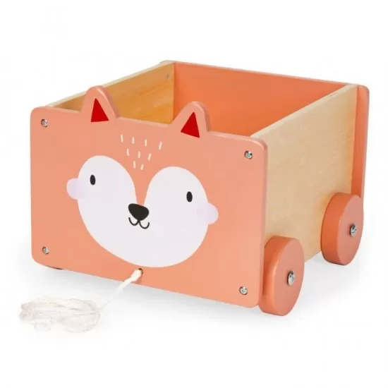 Carucior din lemn pentru depozitarea jucariilor Ecotoys 2902 Carucior din lemn pentru depozitarea jucariilor Ecotoys 2902