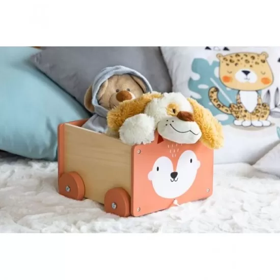 Carucior din lemn pentru depozitarea jucariilor Ecotoys 2902 Carucior din lemn pentru depozitarea jucariilor Ecotoys 2902