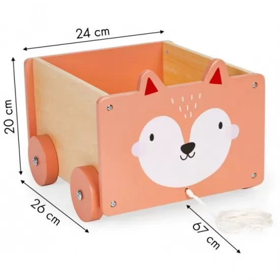 Carucior din lemn pentru depozitarea jucariilor Ecotoys 2902 Carucior din lemn pentru depozitarea jucariilor Ecotoys 2902