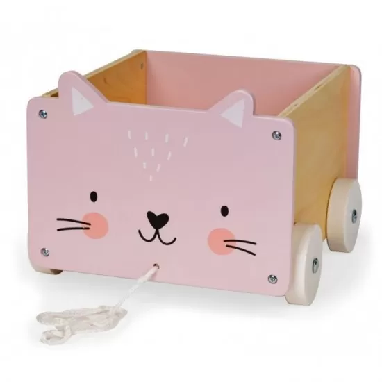 Carucior din lemn pentru depozitarea jucariilor Ecotoys 2904 Carucior din lemn pentru depozitarea jucariilor Ecotoys 2904