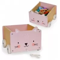 Carucior din lemn pentru depozitarea jucariilor Ecotoys 2904 