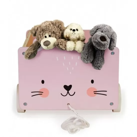 Carucior din lemn pentru depozitarea jucariilor Ecotoys 2904 Carucior din lemn pentru depozitarea jucariilor Ecotoys 2904