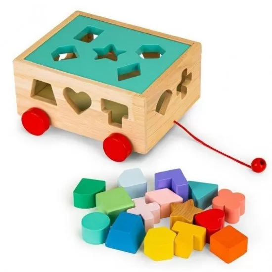 Carucior educational cu blocuri din lemn Ecotoys HM015197 Carucior educational cu blocuri din lemn Ecotoys HM015197