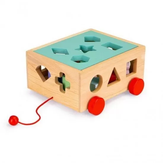 Carucior educational cu blocuri din lemn Ecotoys HM015197 Carucior educational cu blocuri din lemn Ecotoys HM015197