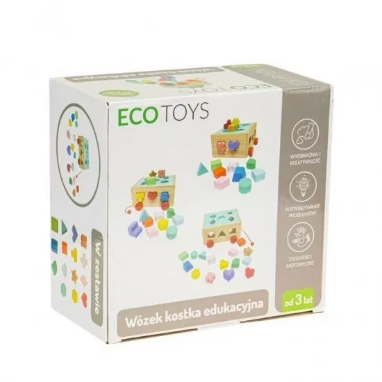 Carucior educational cu blocuri din lemn Ecotoys HM015197 Carucior educational cu blocuri din lemn Ecotoys HM015197