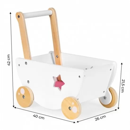 Carucior pentru papusi din lemn Ecotoys 2150N Carucior pentru papusi din lemn Ecotoys 2150N