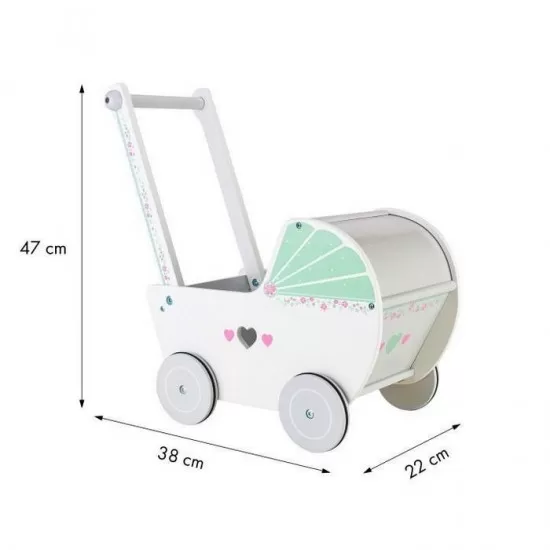 Carucior pentru papusi din lemn Ecotoys TL00019 Carucior pentru papusi din lemn Ecotoys TL00019