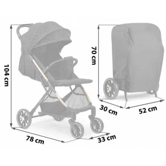 Carucior sport pentru copii, 78 x 33 x 104 cm, Nukido Paseo, Negru cu auriu Carucior sport pentru copii, 78 x 33 x 104 cm, Nukido Paseo, Negru cu auriu
