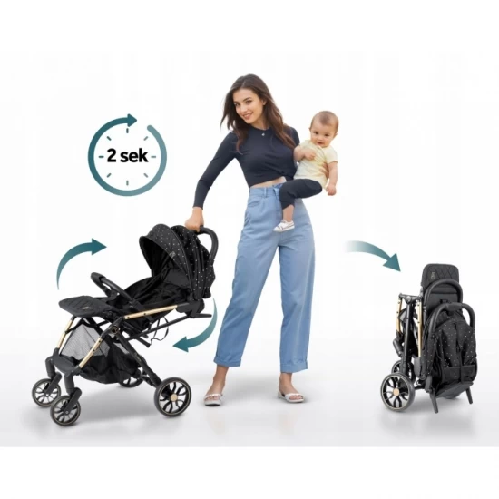 Carucior sport pentru copii, 78 x 33 x 104 cm, Nukido Paseo, Negru cu auriu Carucior sport pentru copii, 78 x 33 x 104 cm, Nukido Paseo, Negru cu auriu