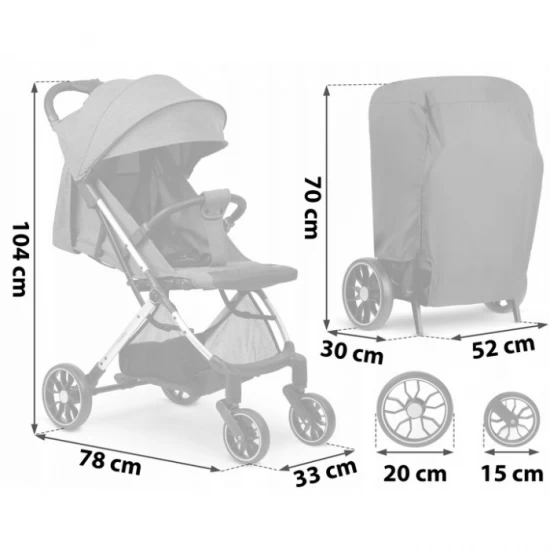 Carucior sport pentru copii, 78 x 33 x 104 cm, Nukido Paseo, Gri Carucior sport pentru copii, 78 x 33 x 104 cm, Nukido Paseo, Gri