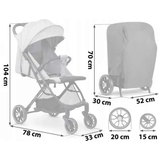Carucior sport pentru copii, 78 x 33 x 104 cm, Nukido Paseo, Gri deschis Carucior sport pentru copii, 78 x 33 x 104 cm, Nukido Paseo, Gri deschis
