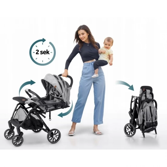 Carucior sport pentru copii, 78 x 33 x 104 cm, Nukido Paseo, Gri deschis Carucior sport pentru copii, 78 x 33 x 104 cm, Nukido Paseo, Gri deschis