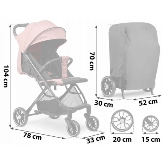 Carucior sport pentru copii, 78 x 33 x 104 cm, Nukido Paseo, Roz Carucior sport pentru copii, 78 x 33 x 104 cm, Nukido Paseo, Roz