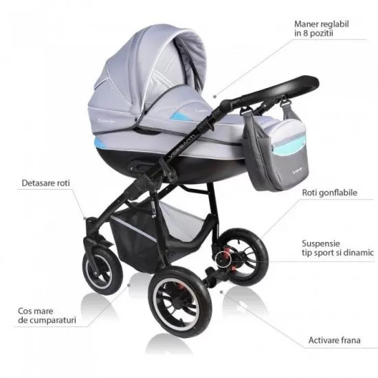 Carucior Vessanti Crooner 2 in 1 - Blue/Gray Carucior Vessanti Crooner 2 in 1 - Blue/Gray