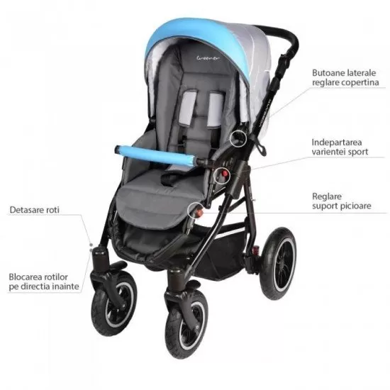 Carucior Vessanti Crooner 2 in 1 - Blue/Gray Carucior Vessanti Crooner 2 in 1 - Blue/Gray