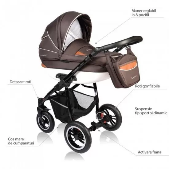 Carucior Vessanti Crooner 2 in 1 - Brown Carucior Vessanti Crooner 2 in 1 - Brown