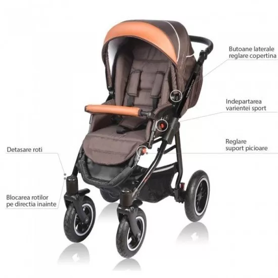 Carucior Vessanti Crooner 2 in 1 - Brown Carucior Vessanti Crooner 2 in 1 - Brown
