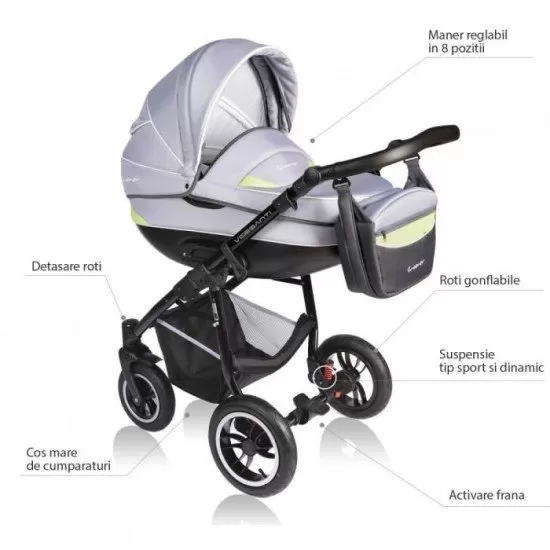 Carucior Vessanti Crooner 2 in 1 - Green/Gray Carucior Vessanti Crooner 2 in 1 - Green/Gray