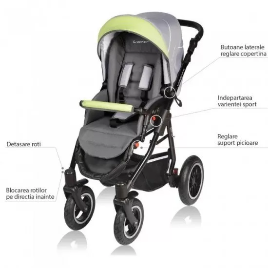 Carucior Vessanti Crooner 2 in 1 - Green/Gray Carucior Vessanti Crooner 2 in 1 - Green/Gray