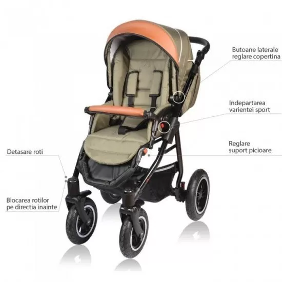 Carucior Vessanti Crooner 2 in 1 - Petrol Carucior Vessanti Crooner 2 in 1 - Petrol