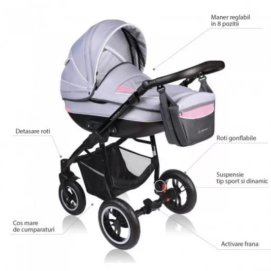 Carucior Vessanti Crooner 3 in 1 - Pink/Gray Carucior Vessanti Crooner 3 in 1 - Pink/Gray