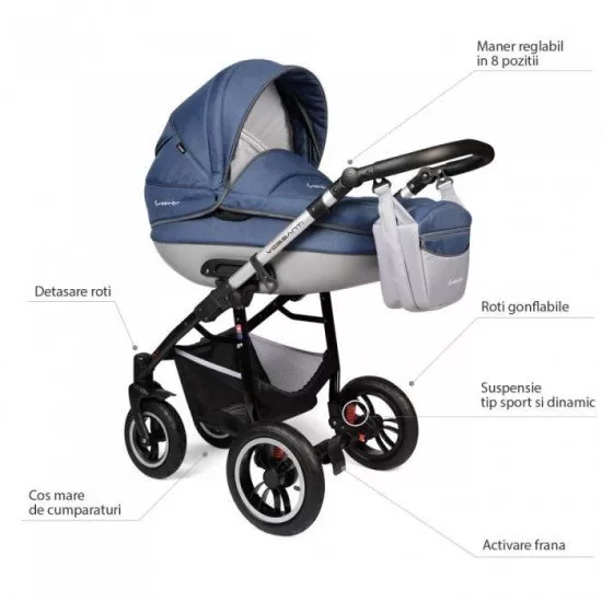 Carucior Vessanti Crooner Prestige 2 in 1 - Blue Carucior Vessanti Crooner Prestige 2 in 1 - Blue