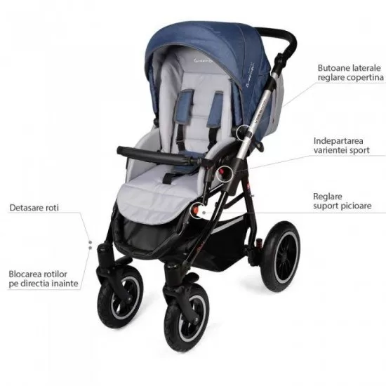 Carucior Vessanti Crooner Prestige 2 in 1 - Blue Carucior Vessanti Crooner Prestige 2 in 1 - Blue