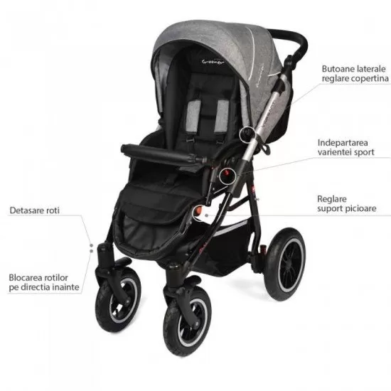 Carucior Vessanti Crooner Prestige 2 in 1 - Gray Carucior Vessanti Crooner Prestige 2 in 1 - Gray