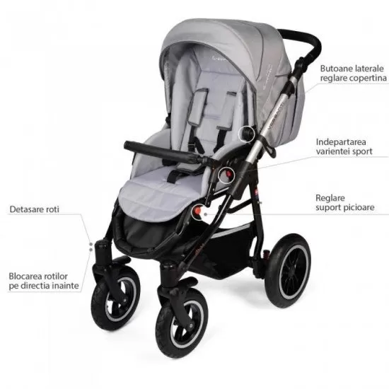 Carucior Vessanti Crooner Prestige 2 in 1 - Light Gray