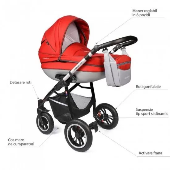 Carucior Vessanti Crooner Prestige 2 in 1 - Red Carucior Vessanti Crooner Prestige 2 in 1 - Red