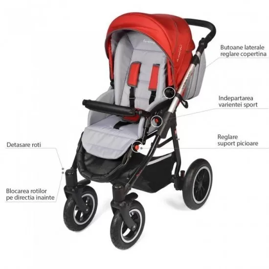 Carucior Vessanti Crooner Prestige 2 in 1 - Red Carucior Vessanti Crooner Prestige 2 in 1 - Red