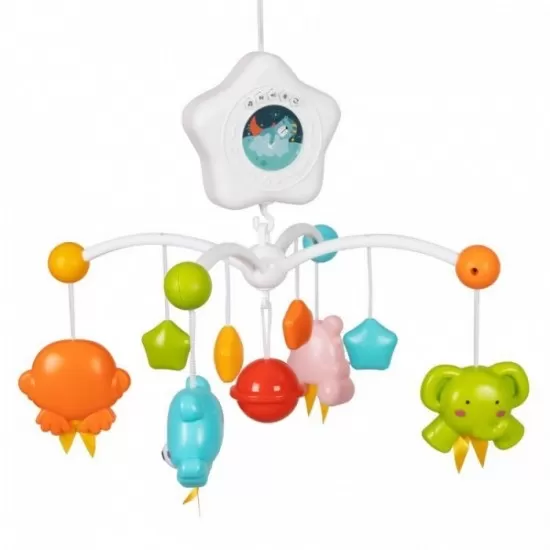 Carusel muzical pentru patut cu lumini, sunete si jucarii Huanger HE0307 - Multicolor Carusel muzical pentru patut cu lumini, sunete si jucarii Huanger HE0307 - Multicolor