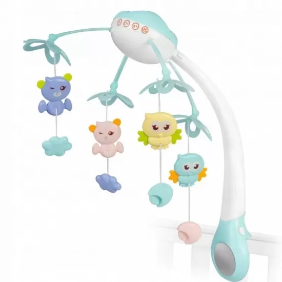 Carusel muzical pentru patut cu proiector, sunete si jucarii Ricokids RK-813 - Albastru Carusel muzical pentru patut cu proiector, sunete si jucarii Ricokids RK-813 - Albastru
