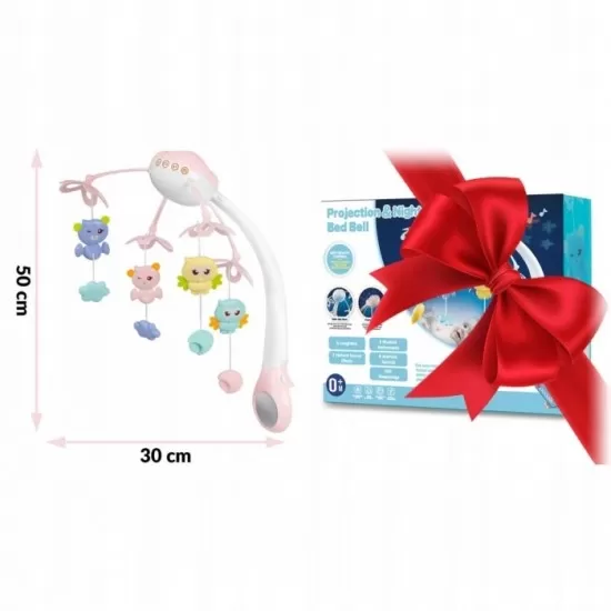 Carusel muzical pentru patut cu proiector, sunete si jucarii Ricokids RK-813 - Roz Carusel muzical pentru patut cu proiector, sunete si jucarii Ricokids RK-813 - Roz
