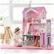 Casuta de papusi din lemn cu 3 etaje, lift si lampa LED Ricokids Casuta de papusi din lemn cu 3 etaje, lift si lampa LED Ricokids