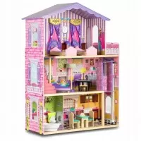 Casuta de papusi din lemn cu 3 etaje, mobilier si lift Ricokids RC-807