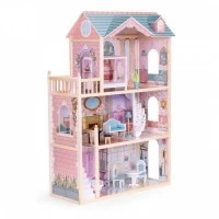 Casuta de papusi din lemn cu 3 etaje si mobilier Ecotoys