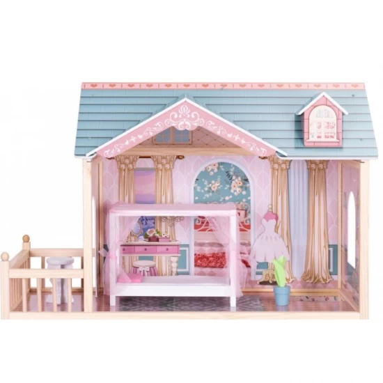 Casuta de papusi din lemn cu 3 etaje si mobilier Ecotoys