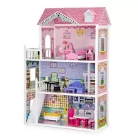 Casuta de papusi din lemn cu mobilier XXL Ecotoys