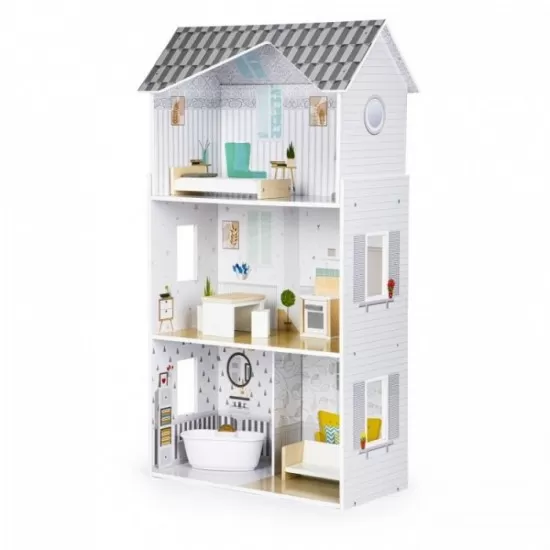 Casuta de papusi Grace din lemn cu mobilier Ecotoys