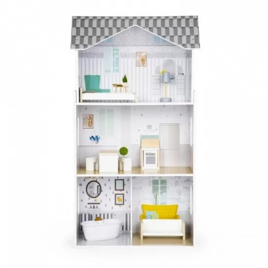 Casuta de papusi Grace din lemn cu mobilier Ecotoys
