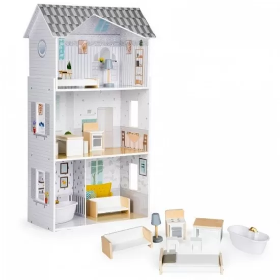 Casuta de papusi Grace din lemn cu mobilier Ecotoys